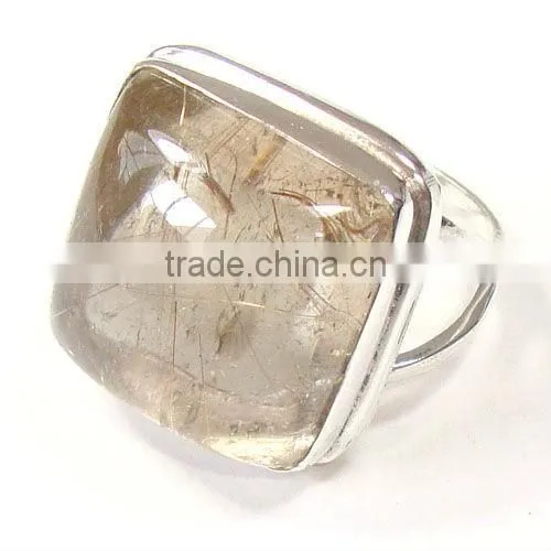 925 Stamped Sterling Silver Rainbow Moonstone Semi Precious Gemstone Ring