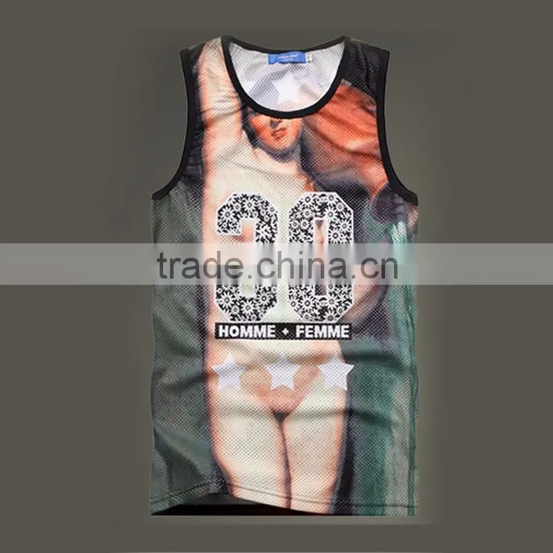 Yingzhong Garment factory OEM ODM Custom Mens Sublimation All Over Print Tank Tops, Training Vest