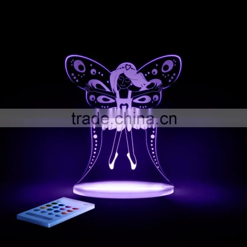 Custom acrylic hello kitty shape 7 colors changing desk table lamp illusion 3d led night light