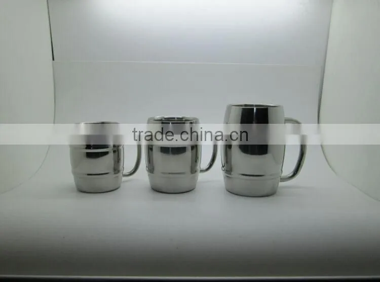 easy holding 2014 Hot selling with rollings eco-friendly FDA LFGB double layer stainless steel coffee mug cup tumbler