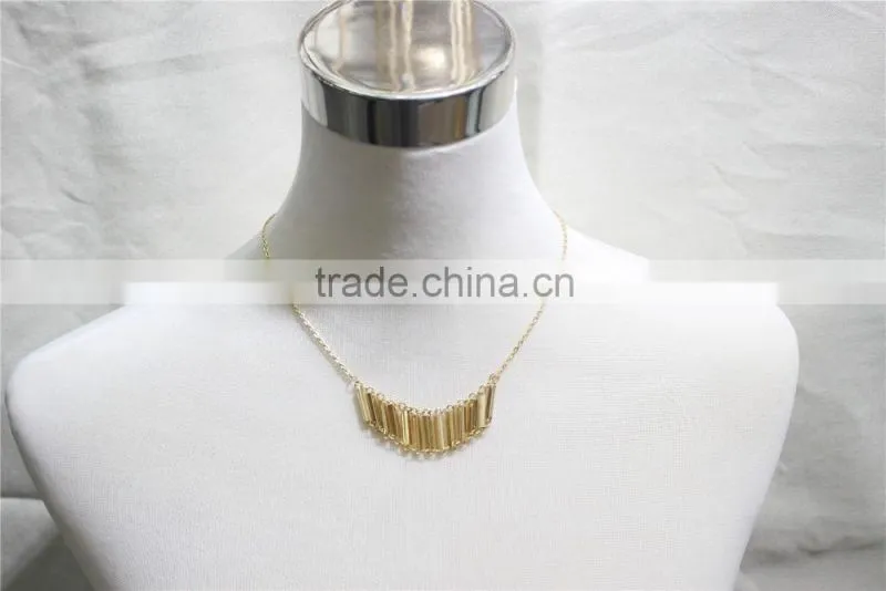 Gold Simple Pendant Necklace Goldtone Bar Connected Necklace 2016 Fashion Style Wholesale