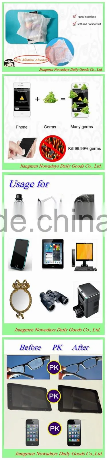 China made alcocho free pre pad