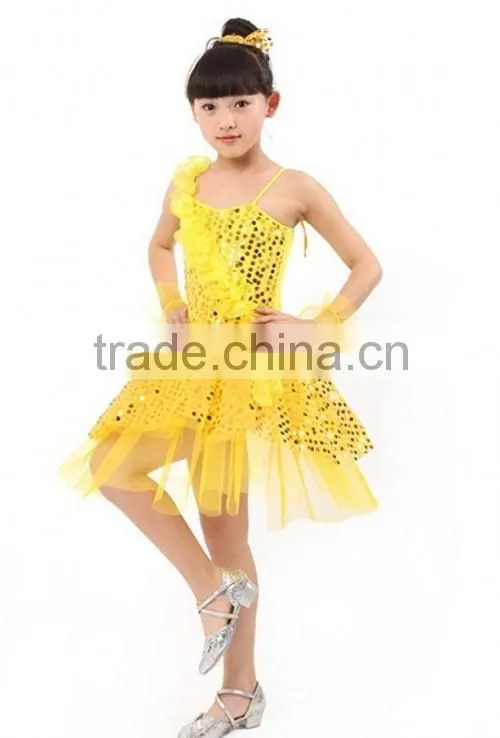 2014 Fashion Style Children Dance Clothes Kids Clothing Latin Dance Yarn Dresses