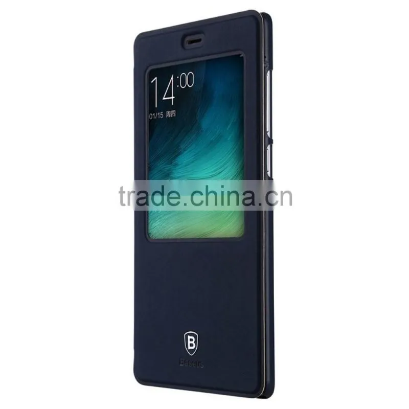 Sleep Wake Up Function Window View Silk Flip Case For Xiaomi Mi Note Leather Case