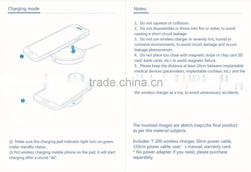 Qi Wireless Desktop charger for mobile phone wireless charger waterproof