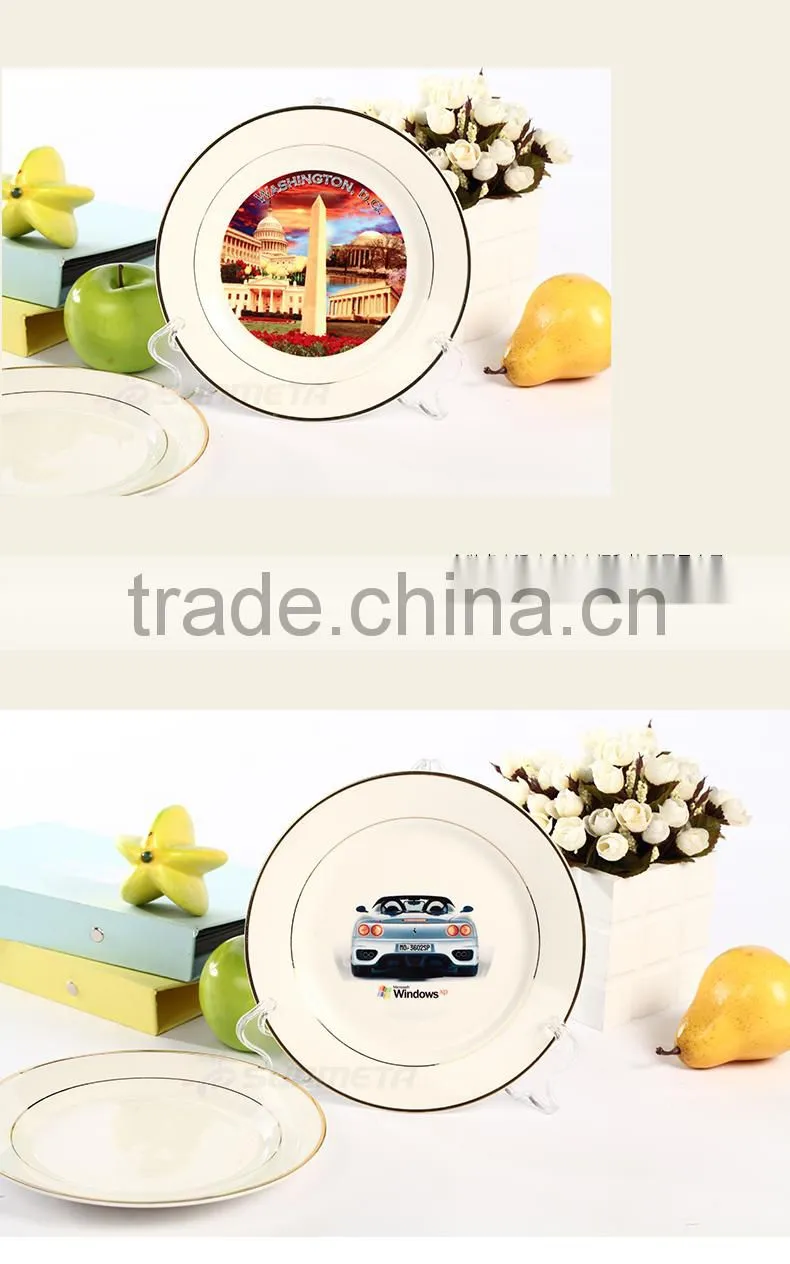 Sunmeta hot sale 8" double golden rim plate, sublimation coated plate(CY10B)