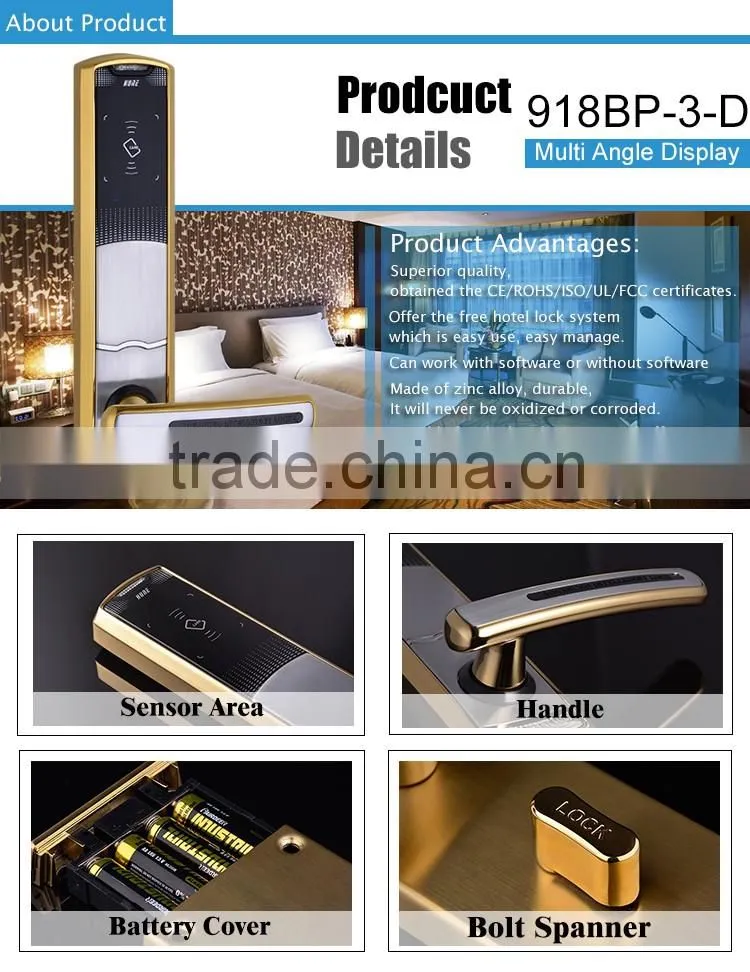high quality digital hotel key card lock with access control system