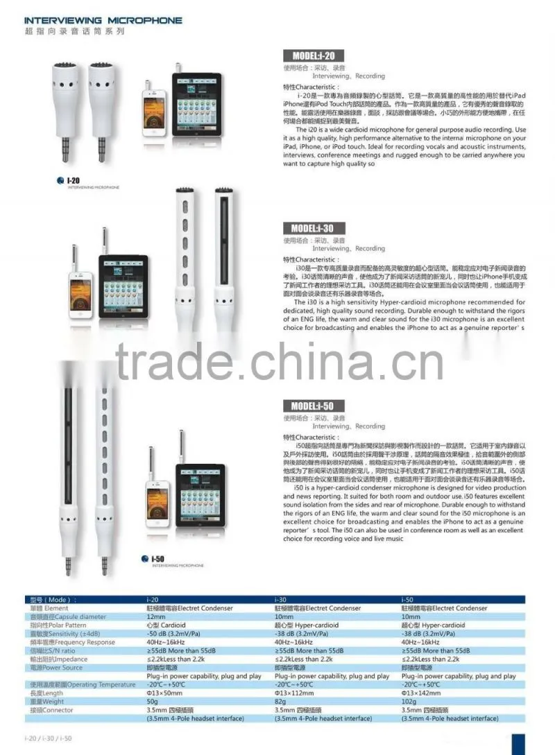 Interview microphone for interview mobile used on tablet high sensitivity