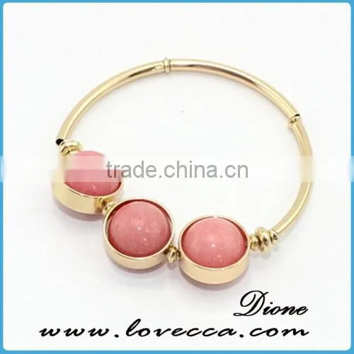 Nice Young Lady Unique Latest Design Gold Bangle with 3 Big Gemstone Bangle