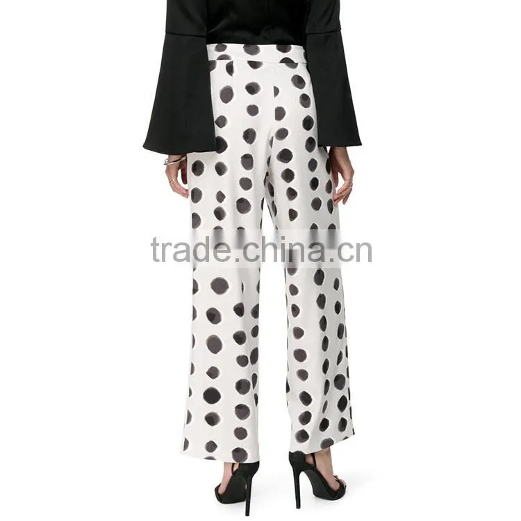 Oem clothes supplier Ltweight dot print formal wear fashion loose pants for women