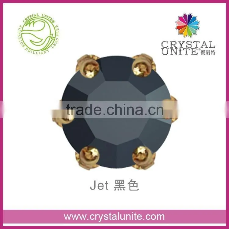 Crystal Unite Lead Free Chaton in Crown Setting, Jet