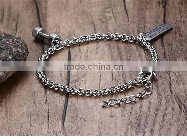 2016 new silver stainless steel custom charm silver jewelry bracelet
