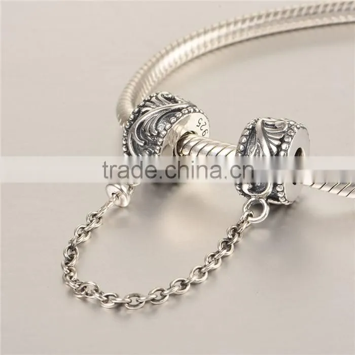 925 Sterling Silver Custom Design Safety Chains Antique Finshing European Bracelets Chains New Arrival Safety Chains