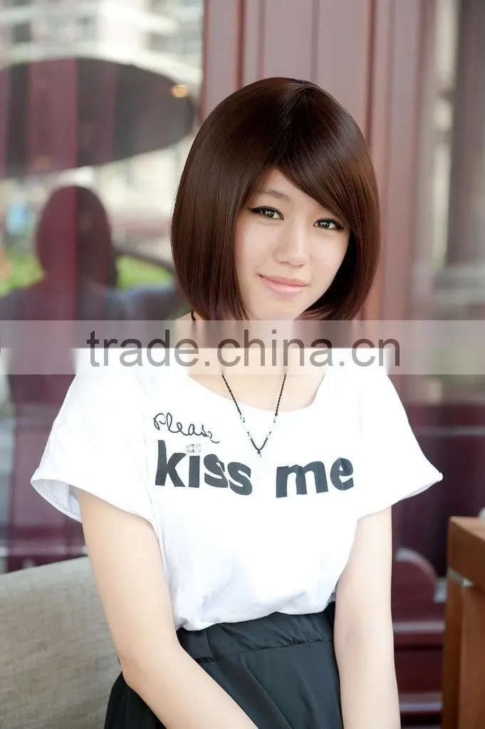 HOT natural looking bob wigs short Straight with slight wavy texture wine red bob wig M8053