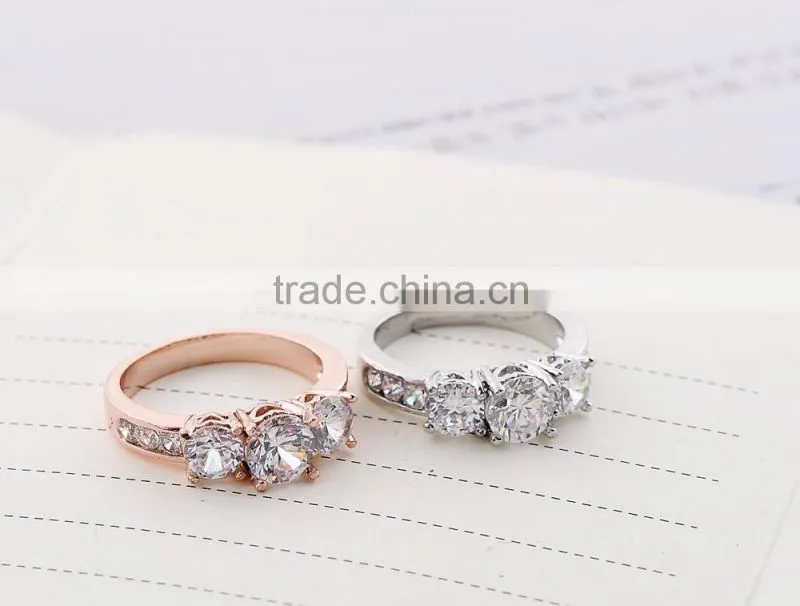 Wholesale Latest Design Rings rose real gold alloy zircon Jewellery Ring