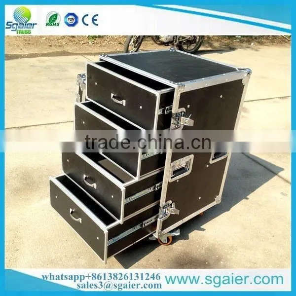 High quality 4U DJ rack drawers Flight Road Case with wheels