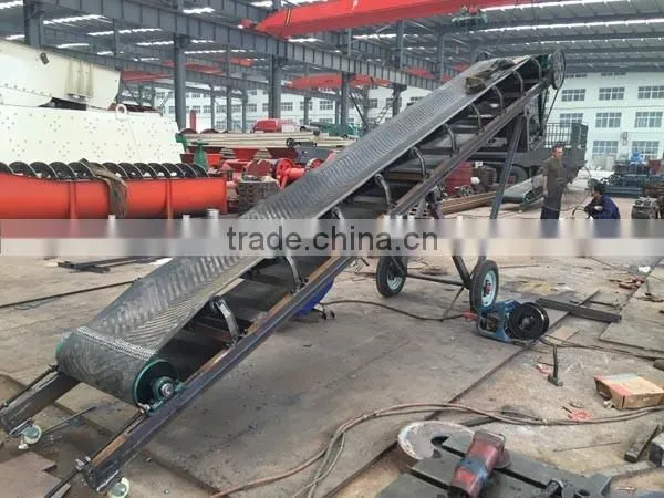 mobile bulk inclined flat belt conveyor with hopper