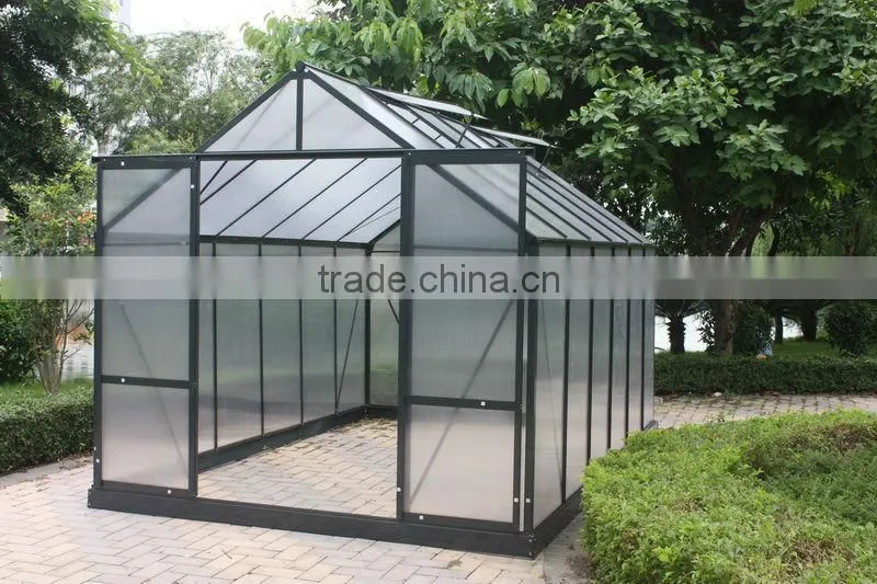Outdoor garden 4mm PC sheet aluminum frame greenhouse for rose tomato seed