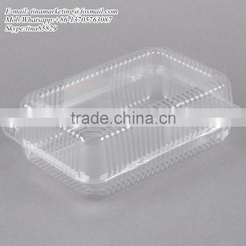 OPS Plastic Clear Clamshell Cake Container with Dome Hinged Lid Cheap Price