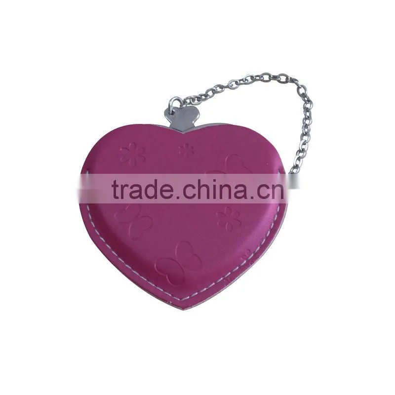Hot Sublimation Sell Heart Hand Mirror with Leather Case
