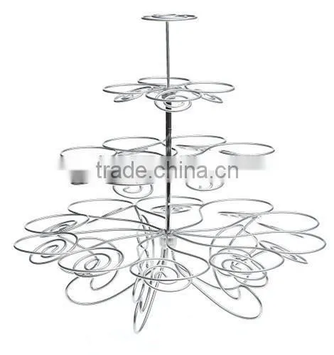 Factory Wholesale Wedding Party 4 Tier Metal Cupcake Display Stand