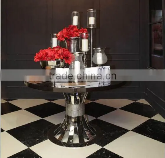 Modern French style small marble top Stainless Steel console table