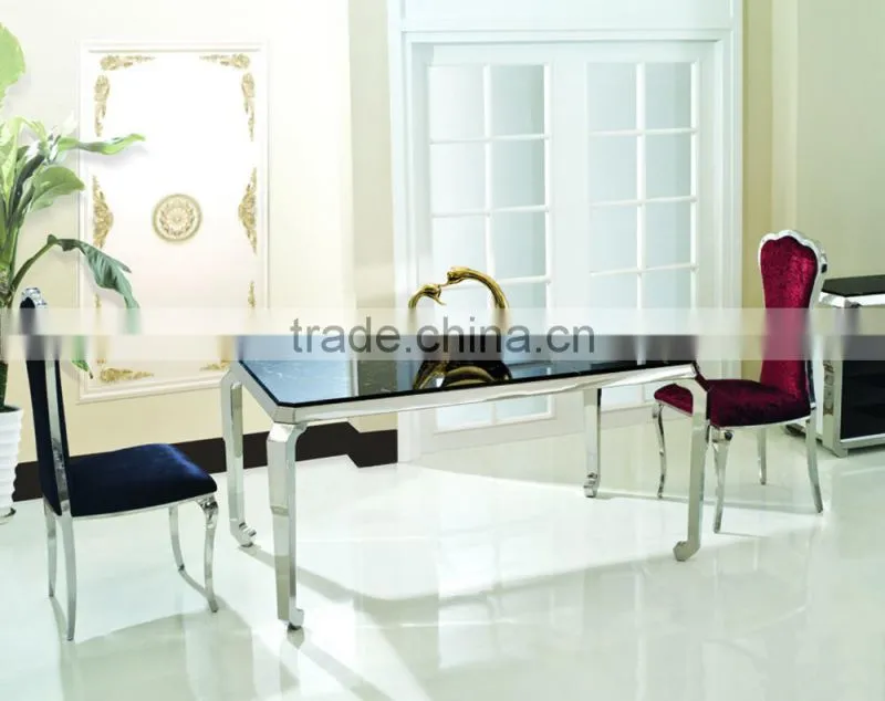 TH333 Dining Room Black Glass Dining Table