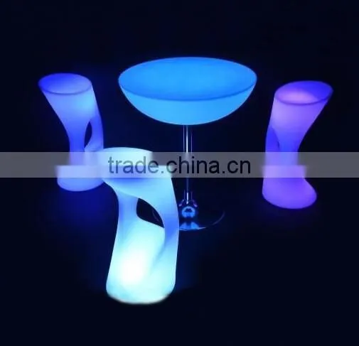 OEM plastic LED Bar molded furniture party led table and chair set