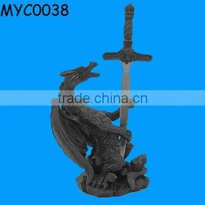Custom resin dragon statue and sword crafts