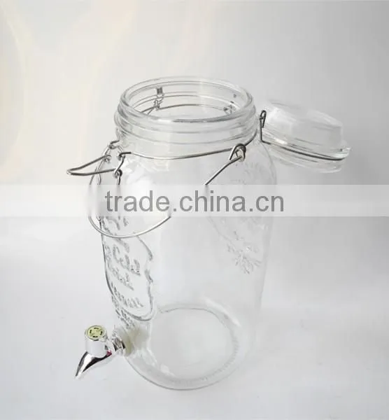 ice cold airtight portico glass drink dispenser with metal clip top lid