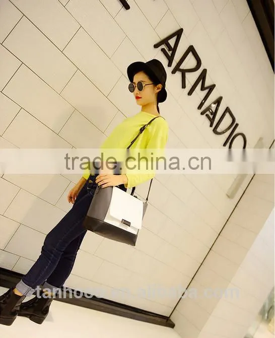 Korea fashion leather lady hand bags , leather women shoulder hand bags, fancy leather girls tote hand bags