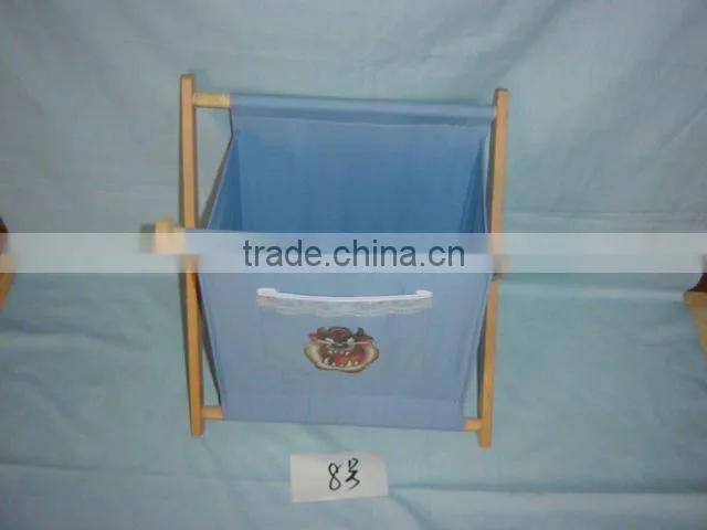 vogue folding wooden laundry basket with cotton bag