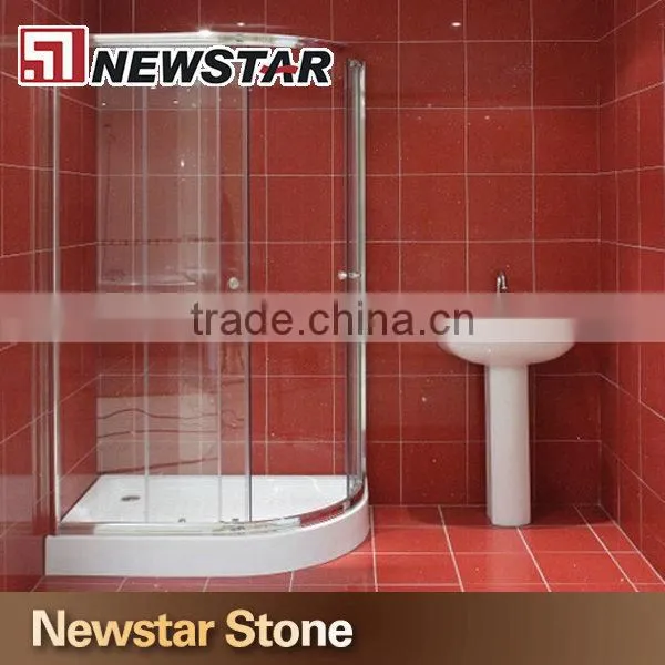 Crystal red sparkle quartz floor tiles