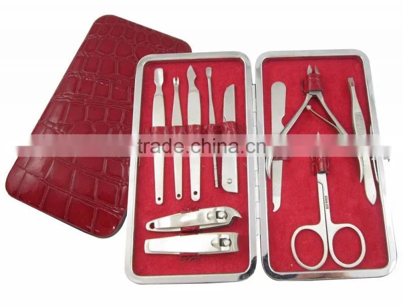 Fancy Red Color Case All Stainless Steel Nail Manicure Set