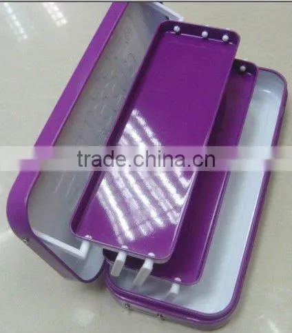 6 Piece Metal Pencil Box with tray