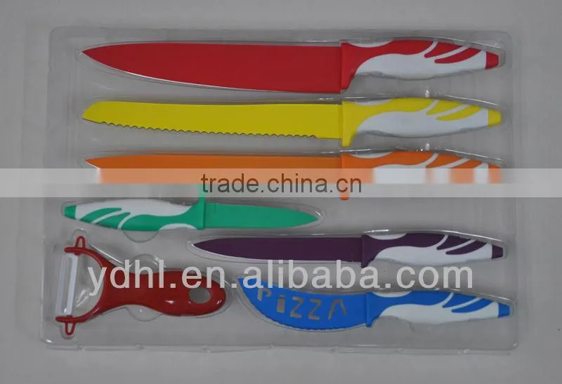 hot sell cuchillos ceramic coating color knife set
