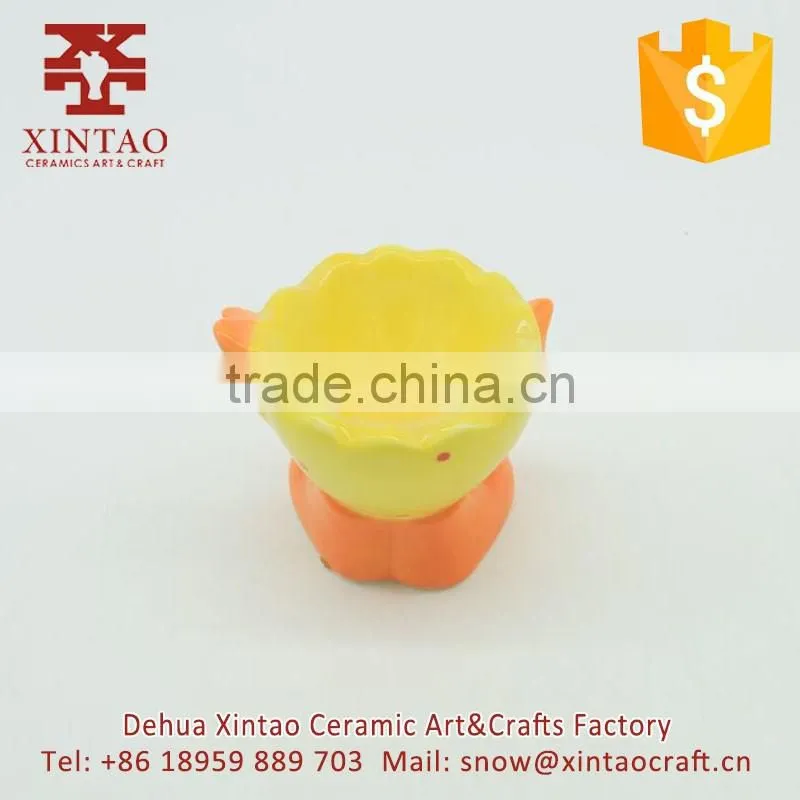 Home decoration 7.5*6.5*7.5 cm small yellow chicken shape ceramic candle holders