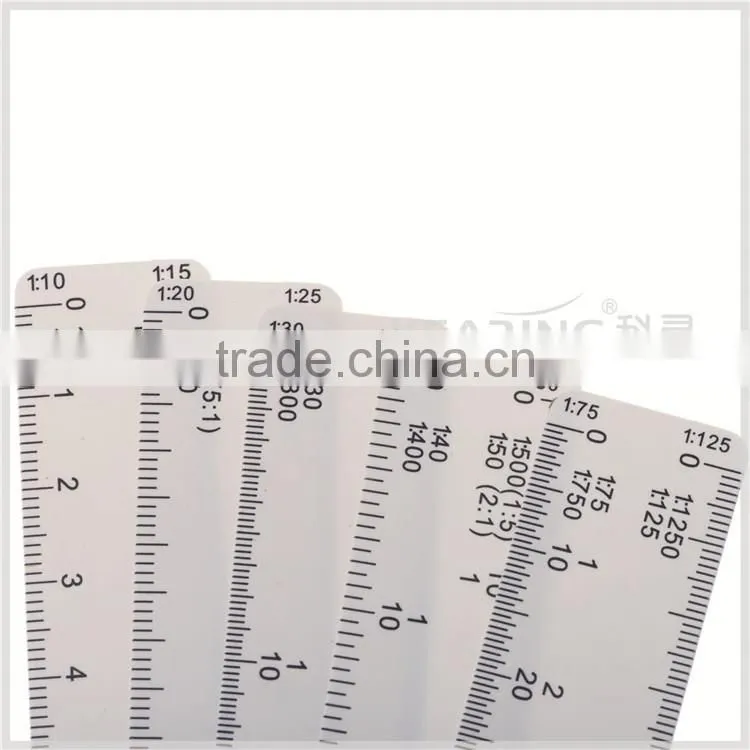 Kearing Brand Promotional Plastic Fine Shaped Scale Ruler ( 5pcs as 1 set ) with metal rivet # 8500-5