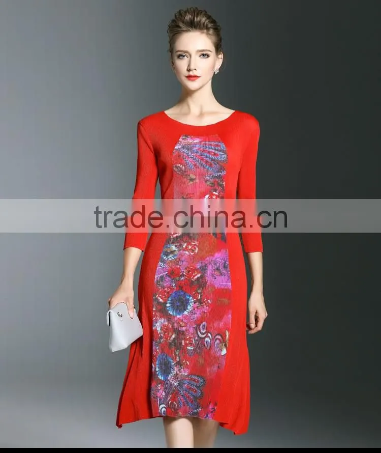 Hot design wholesale women pleated tie dye maxi dress