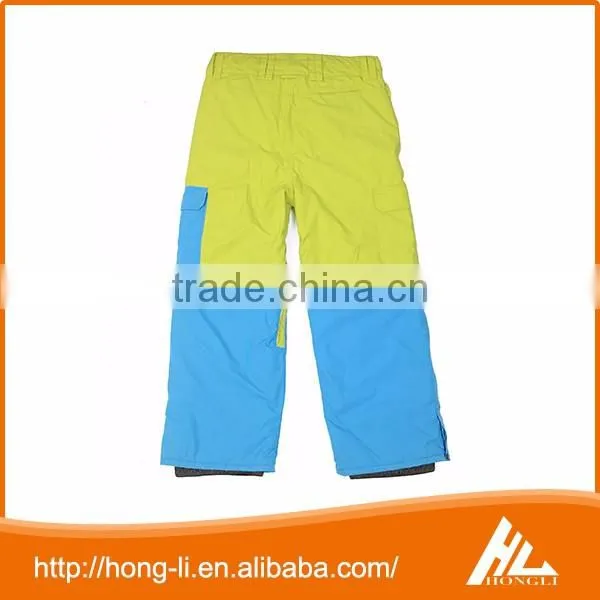 Fashion style breathable windproof waterproof yellow and blue outdoor ski pants
