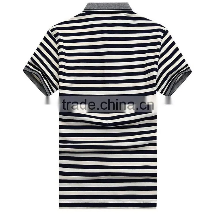 Latest Design Short Sleeve Striped t Shirt Men Polo Shirt Cotton Fabric Yarn Dyed