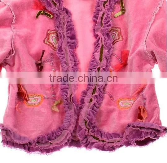 Beetlejuice Purple Pink Bows Flare Ruffle Velvet Velour Bolero Jacket