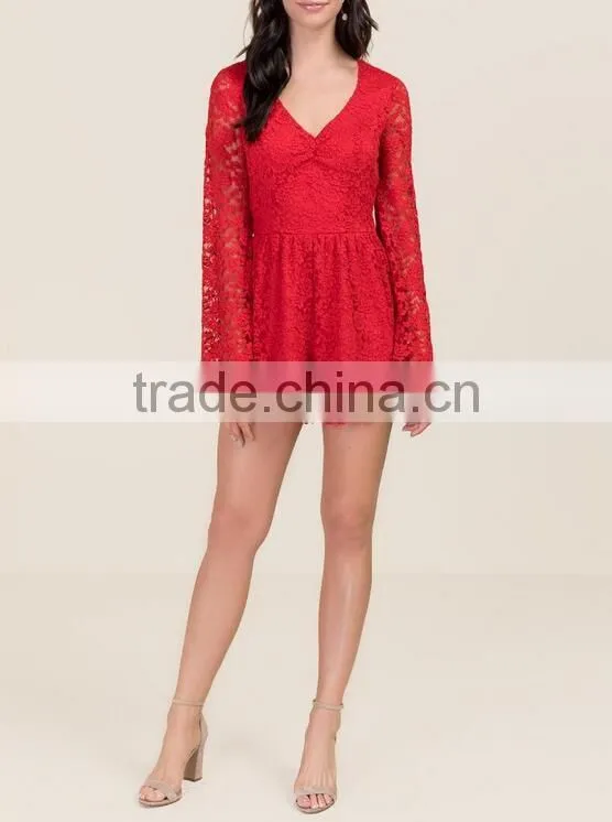 Sexy long sleeve lace club rompers jumpsuits women 2016