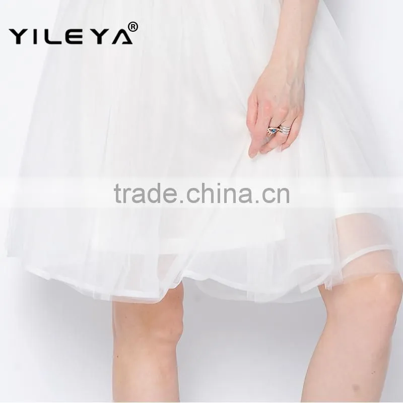 latest woman elastic waist muti layers white fluffy tutu skirt for adult