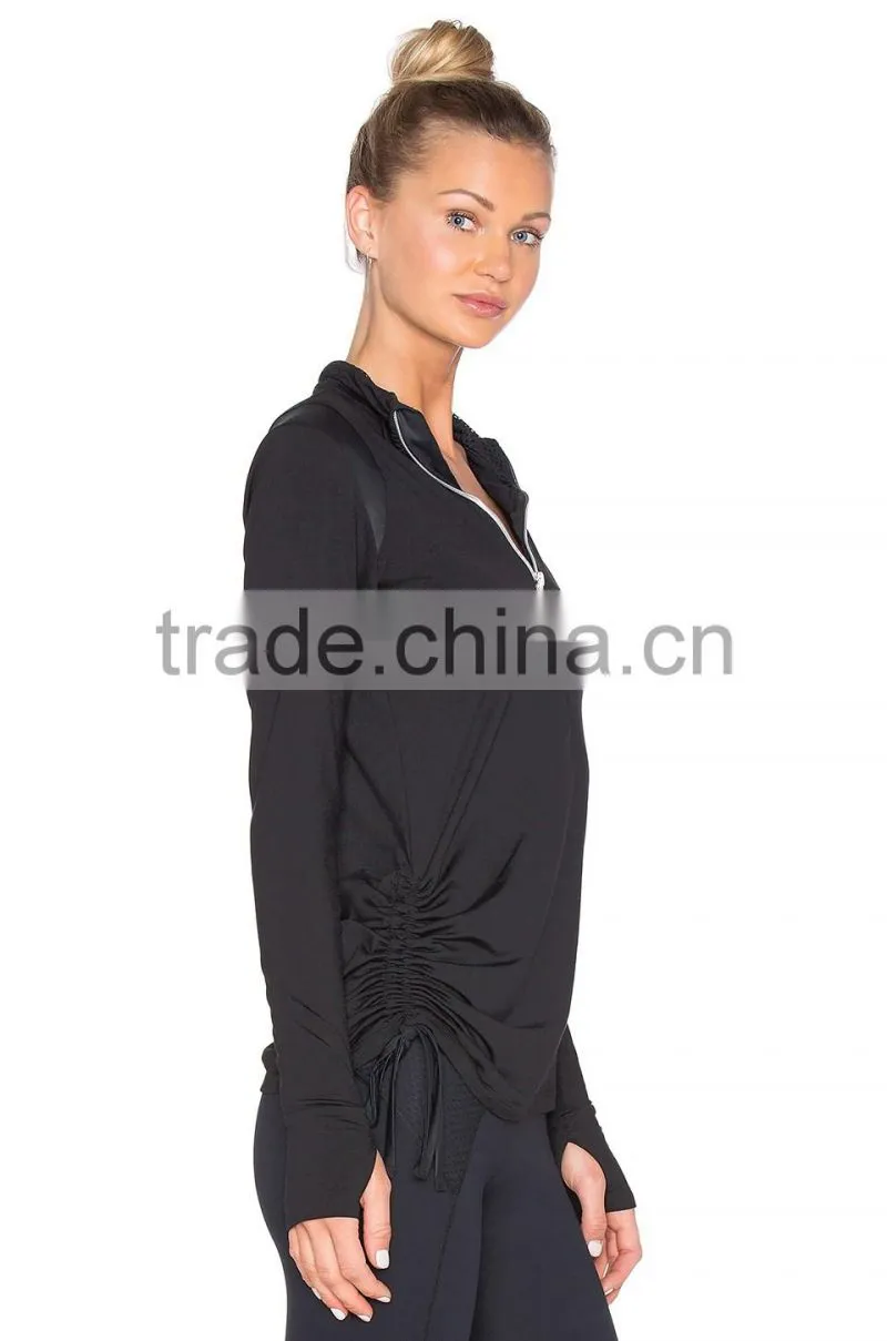 2016 Winter wholesale women Long sleeved sweat100% cotton plain full zip hoodie