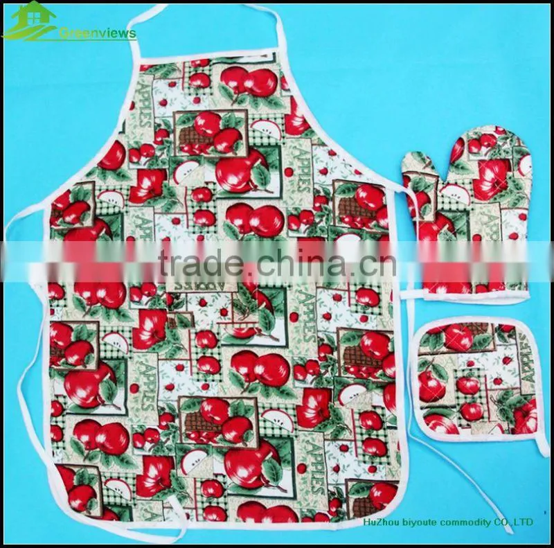 Wholesale Cotton Kids Cooking Apron Set kitchen sets Apron Oven mitt Pot holder