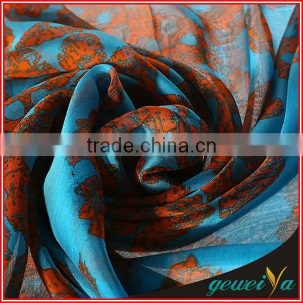 Lady Bule Flower Printed Keffiyeh Scarf