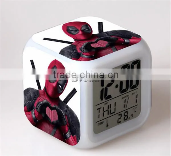Promotion Gift LED Alarm Clock Deadpool Alarm Clock Table clock for kids Custom Digital LED Alarm clock