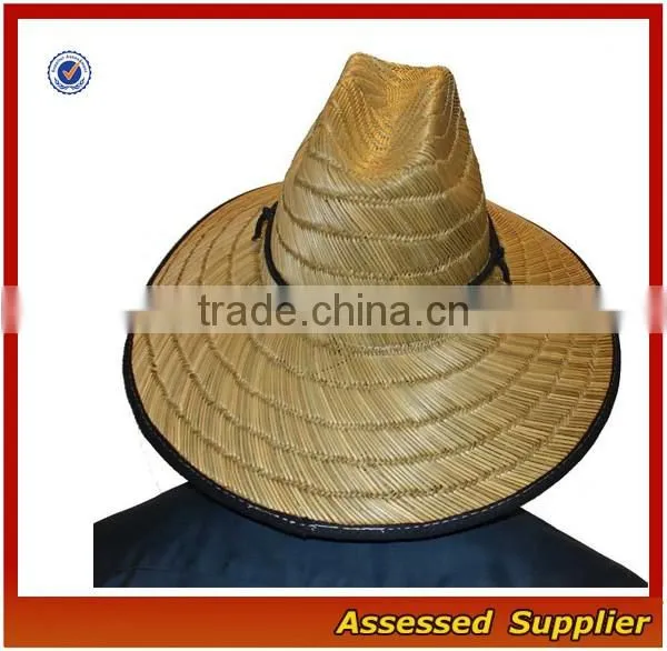 Australia fedora straw surf hat with band and adjustable lanyard lifeguards straw hat with lining to protect