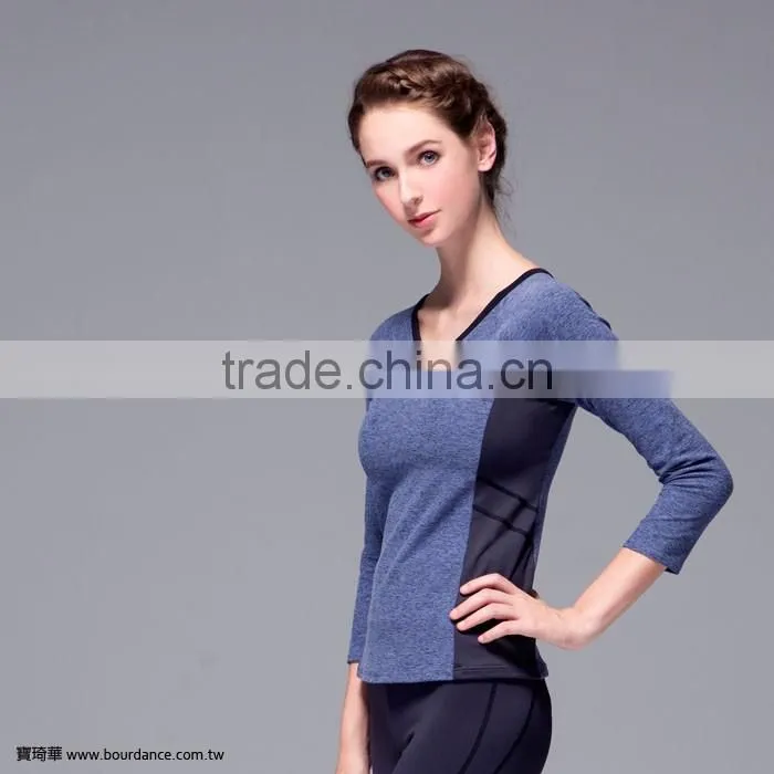 2017 Top quality sports wear 3/4 sleeve tops